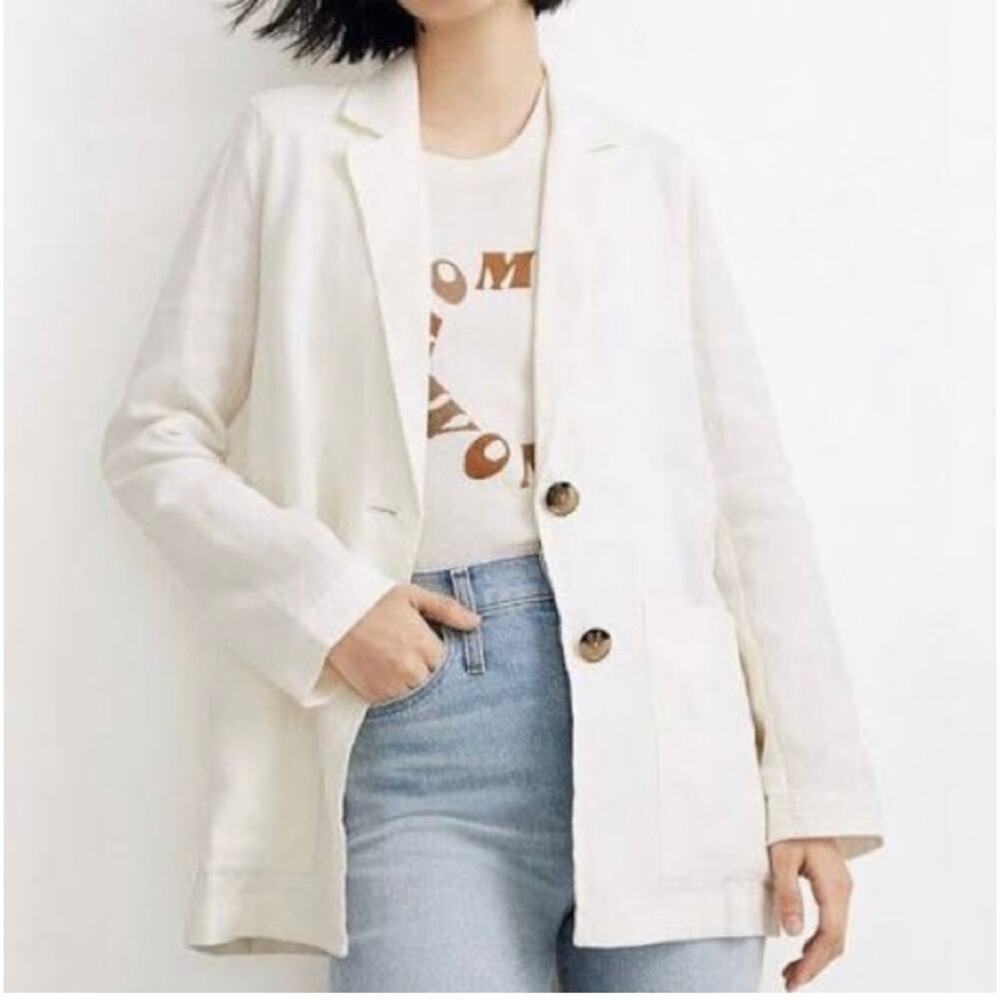 Madewell Cream Single-Breasted Blazer